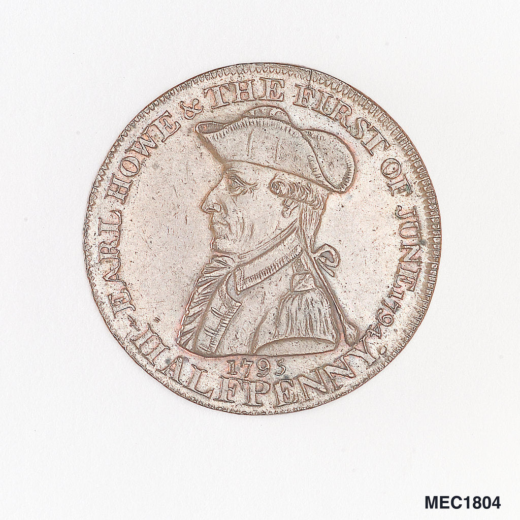 Detail of Token commemorating Admiral of the Fleet Richard Howe (1726-1799) and the Glorious First of June, 1794 by T. Wyon