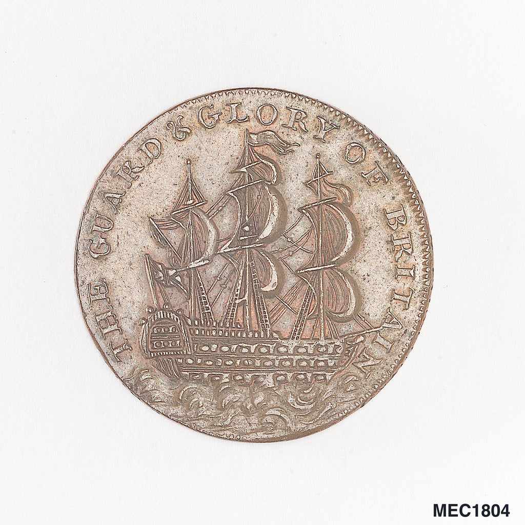 Detail of Token commemorating Admiral of the Fleet Richard Howe (1726-1799) and the Glorious First of June, 1794 by T. Wyon