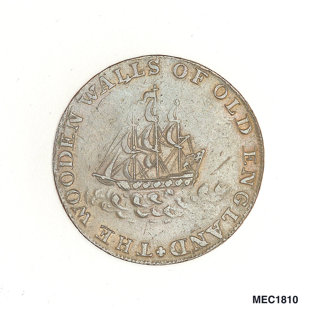 Detail of Halfpenny token commemorating Admiral of the Fleet Richard Howe (1726-1799) and the Glorious First of June, 1794 by unknown
