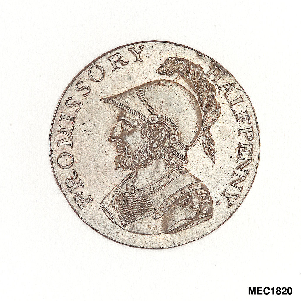 Detail of Gosport promissory halfpenny by T. Wyon
