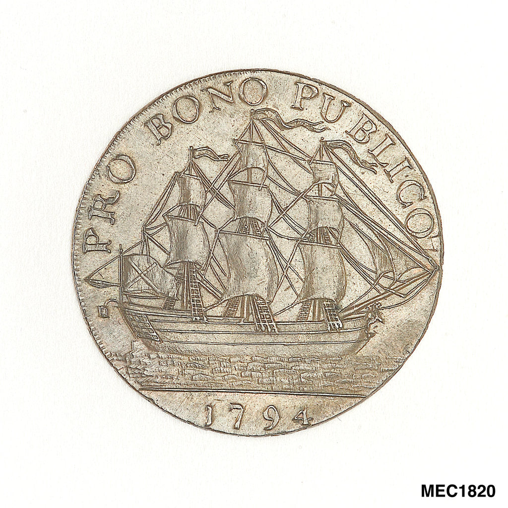 Detail of Gosport promissory halfpenny by T. Wyon