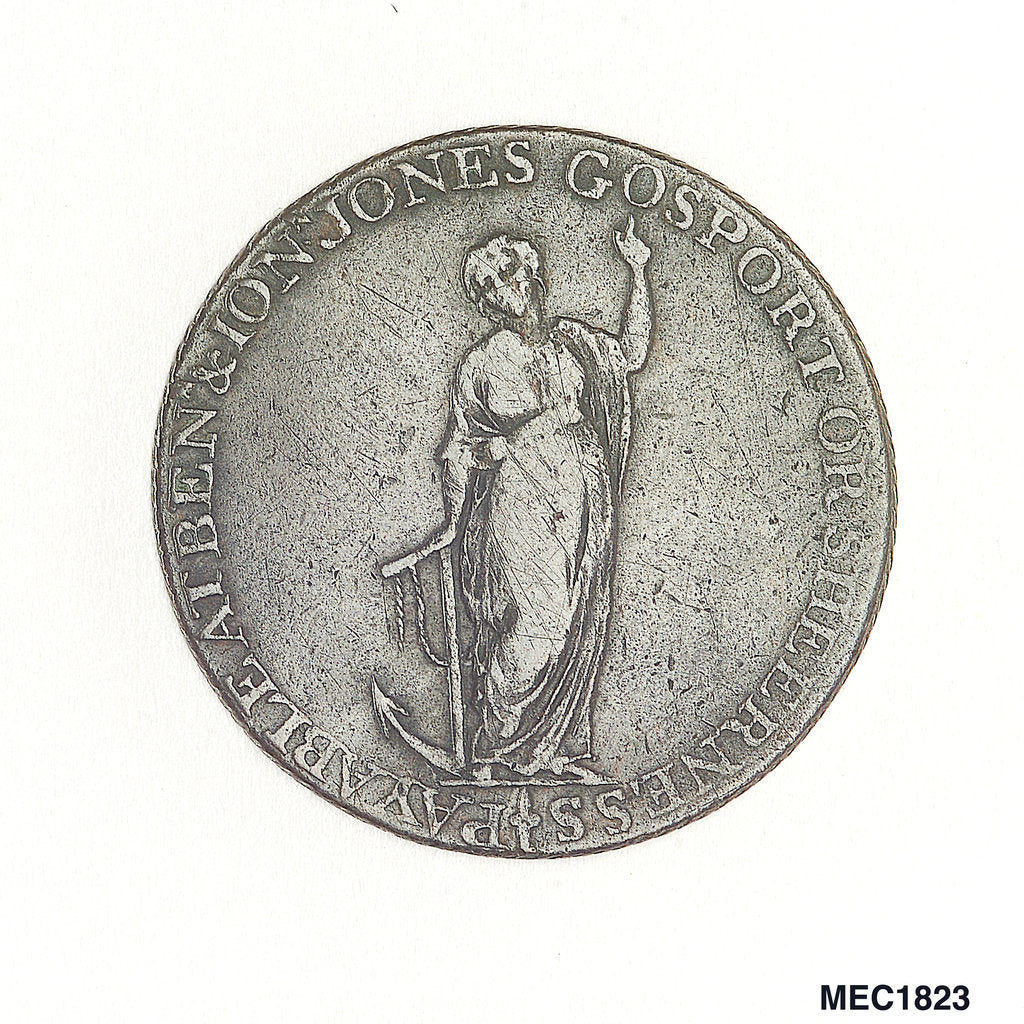Detail of Gosport halfpenny token by J. Pitt