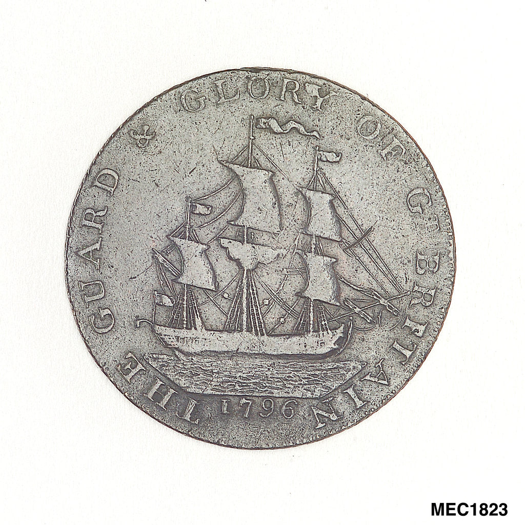 Detail of Gosport halfpenny token by J. Pitt