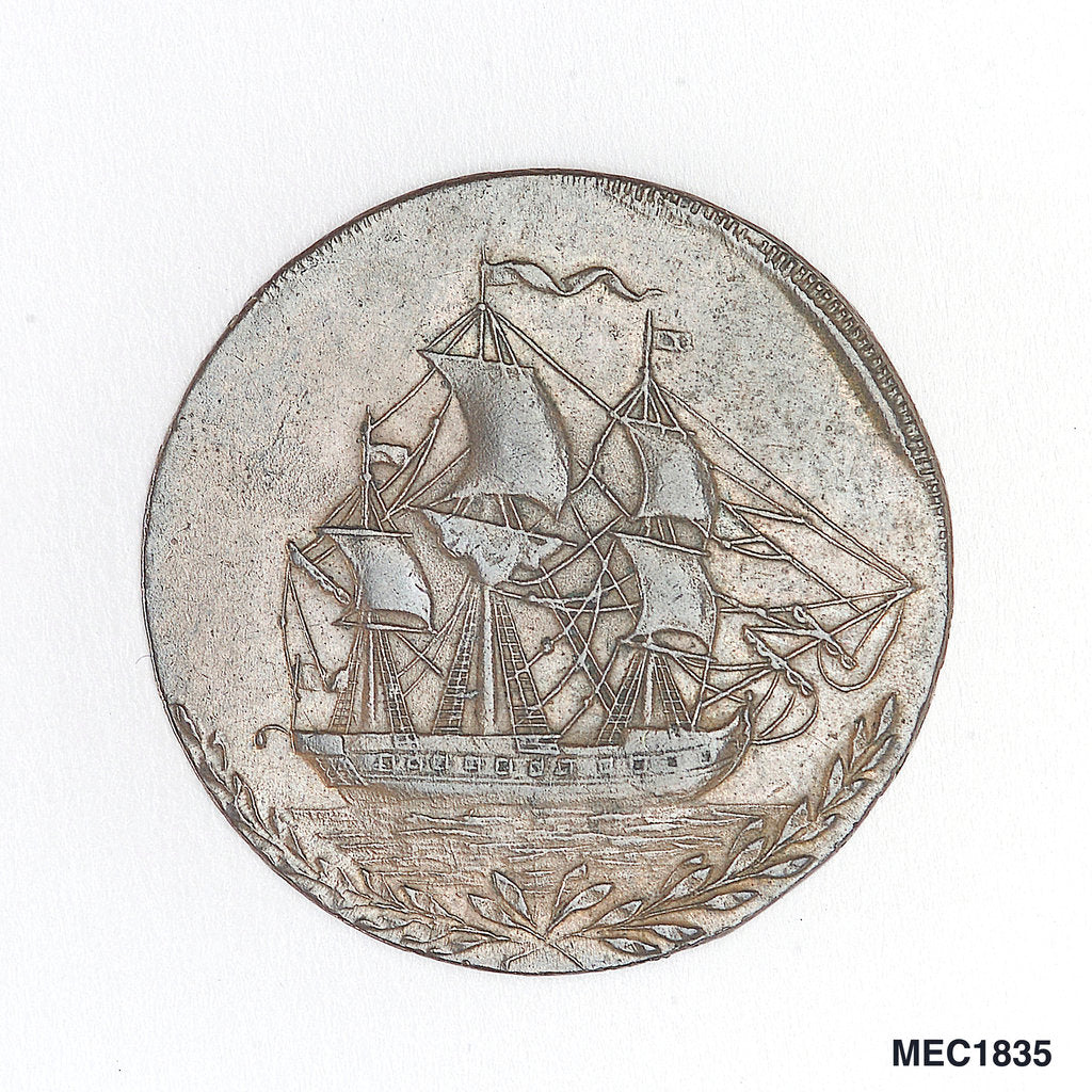 Detail of Portsea halfpenny token by T. Wyon