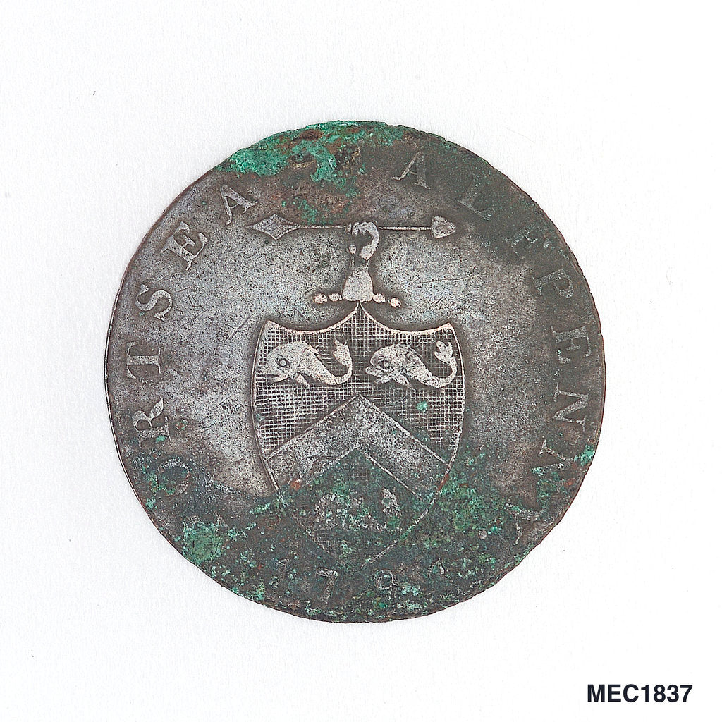Detail of Portsea halfpenny token by unknown
