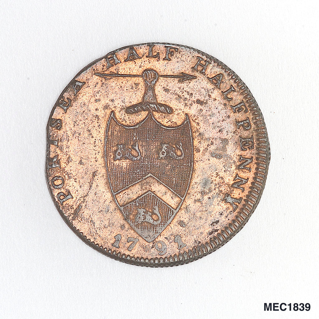 Detail of Portsea halfpenny token by unknown