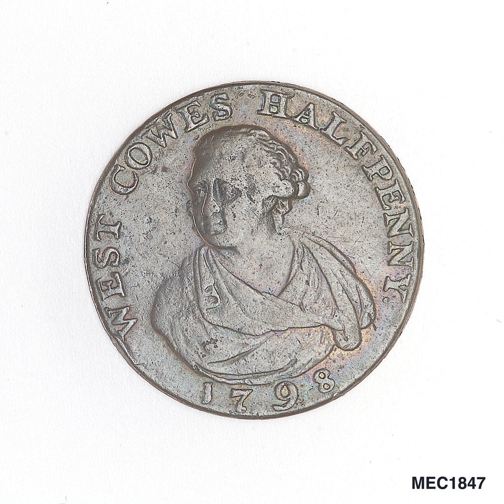 Detail of West Cowes halfpenny token by unknown