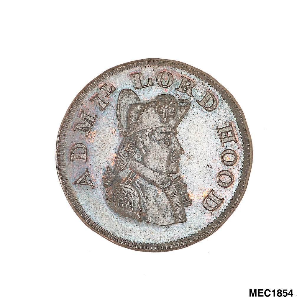 Detail of Promissory naval farthing commemorating Admiral Alexander Hood, 1st Viscount Bridport (1727-1814) by T. Wyon