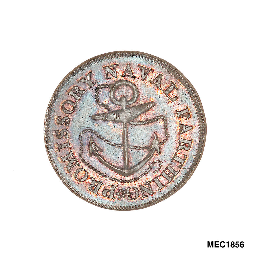 Detail of Promissory naval farthing commemorating Admiral Alexander Hood, 1st Viscount Bridport (1727-1814) by T. Wyon