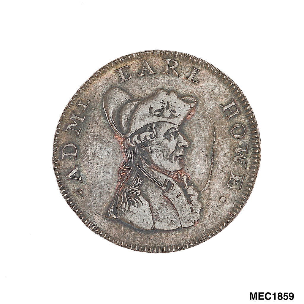 Detail of Farthing token commemorating Admiral of the Fleet Richard Howe (1726-1799) and the Glorious First of June, 1794 by T. Wyon