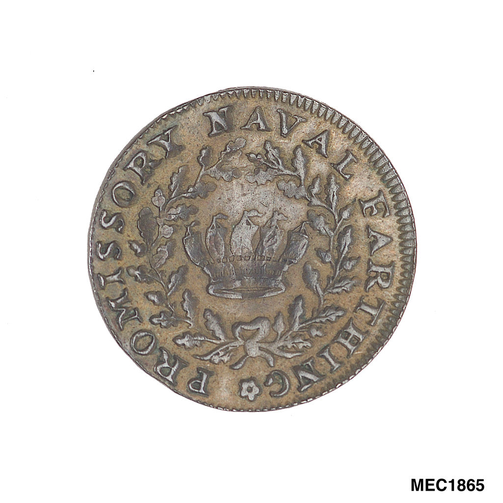 Detail of Promissory naval farthing token commemorating Admiral of the Fleet Richard Howe (1726-1799) by T. Wyon