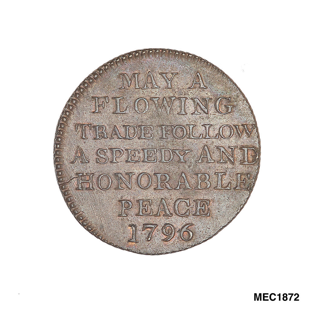 Detail of Promissory naval farthing token commemorating John Jervis, Earl St Vincent (1735-1823) by T. Wyon