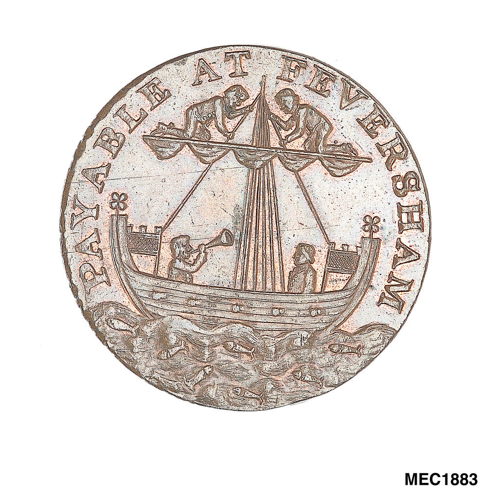 Detail of Cinque Ports halfpenny token by R. Dixon
