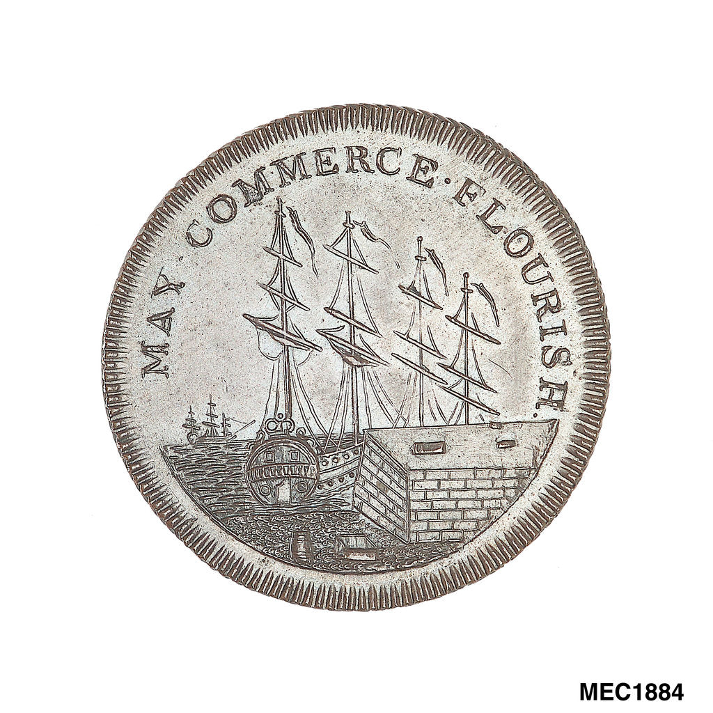 Detail of Folkestone halfpenny token by Skidmore