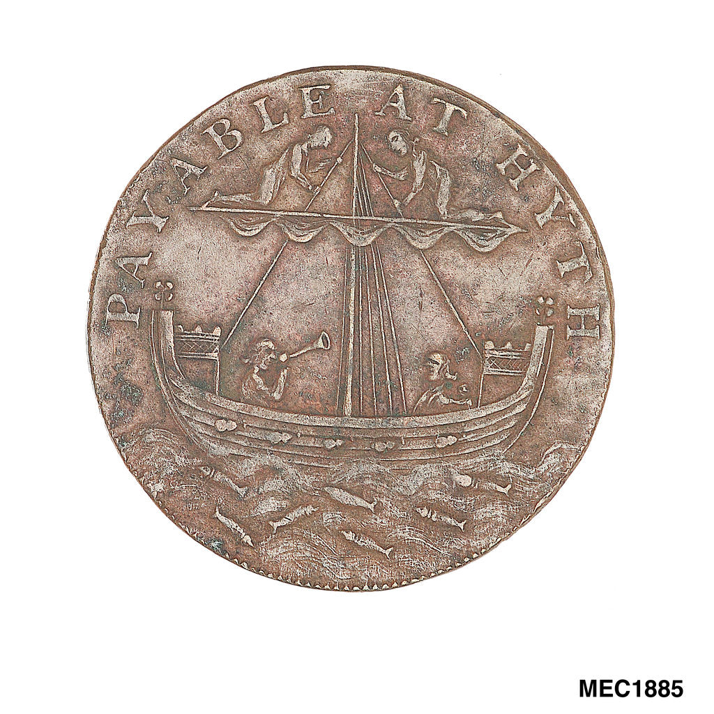 Detail of Cinque Ports halfpenny token by Arnold; W. Lutwyche