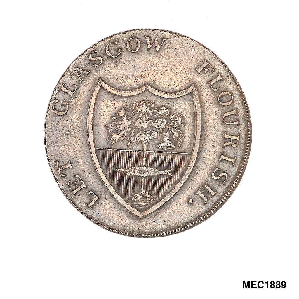 Detail of Glasgow halfpenny token by unknown