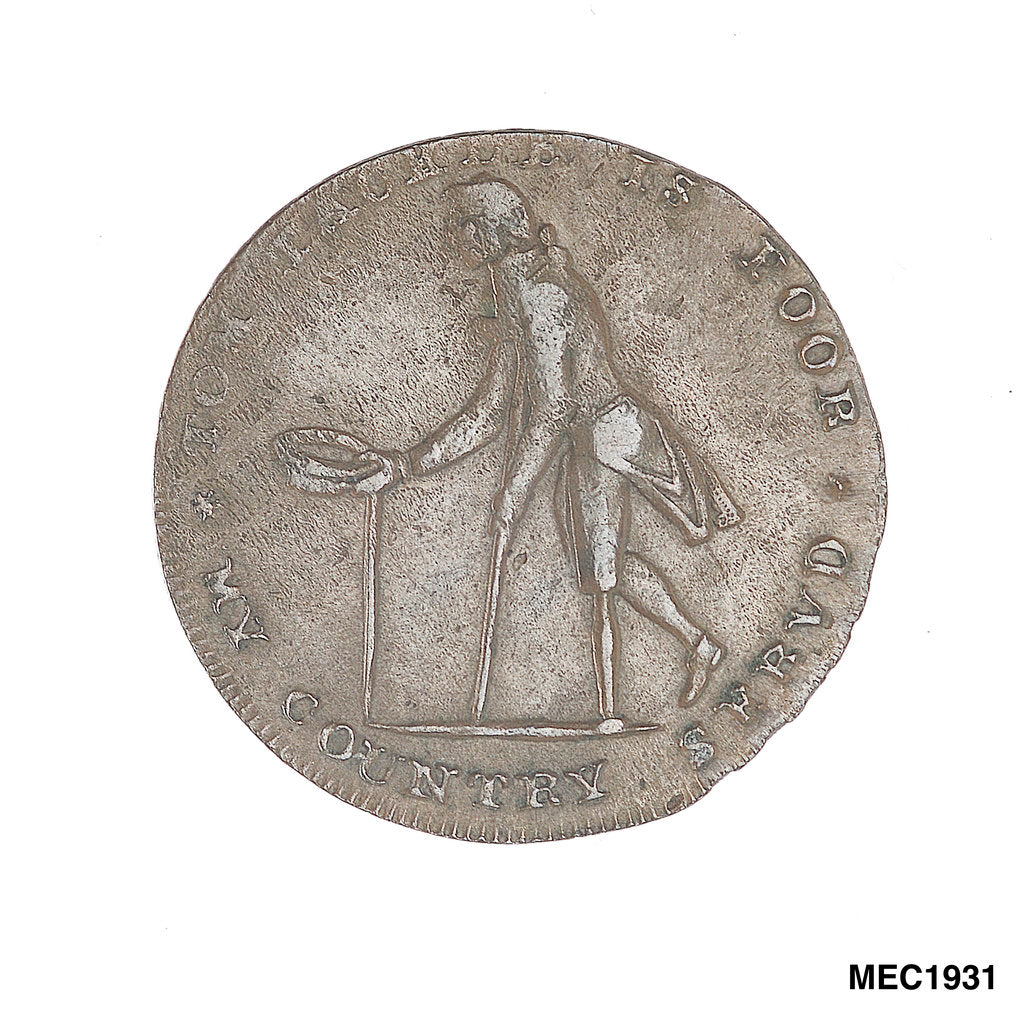 Detail of Halfpenny token commemorating Tom Tackle by unknown