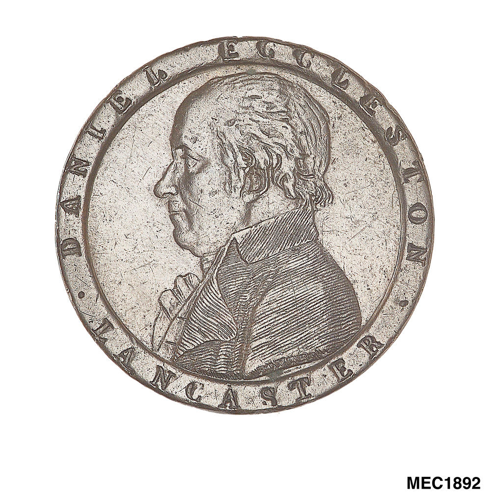 Detail of Lancashire halfpenny token by Ponthon