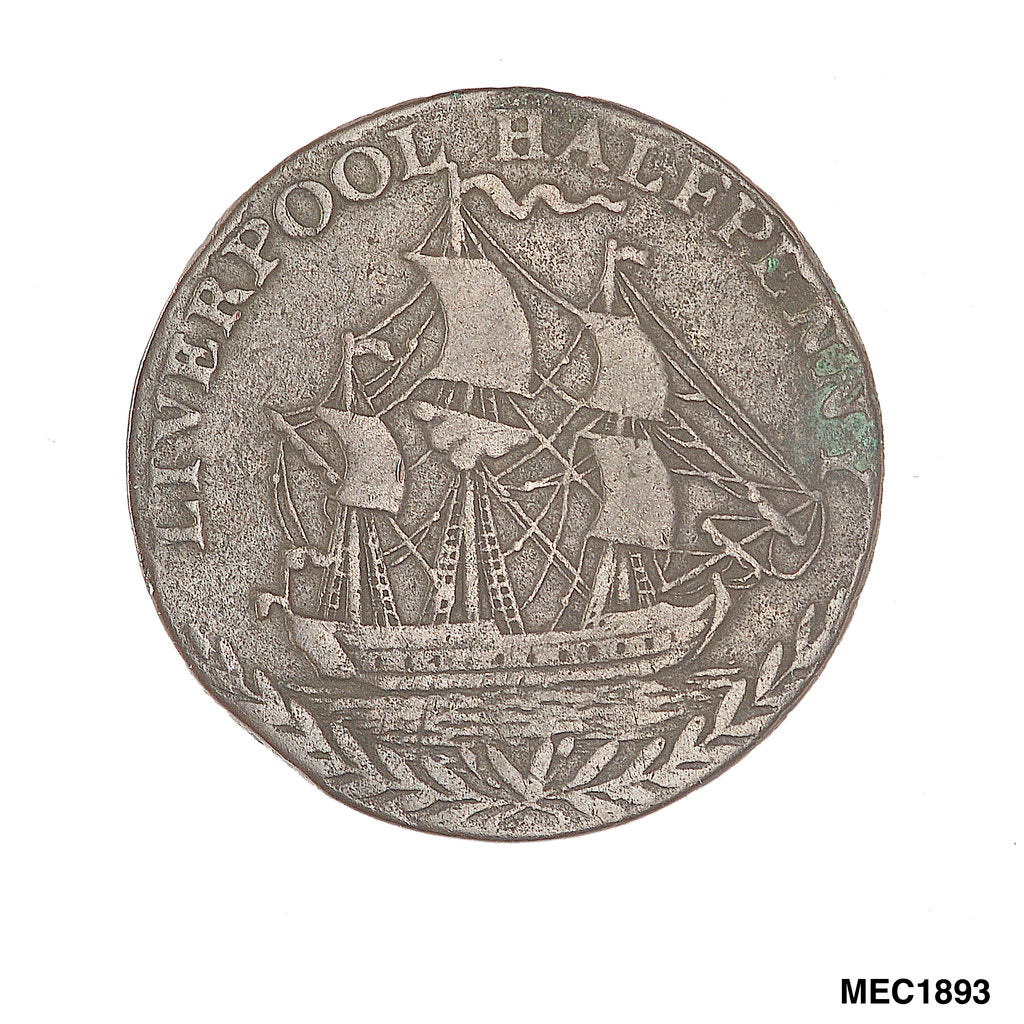 Detail of Liverpool halfpenny token by unknown