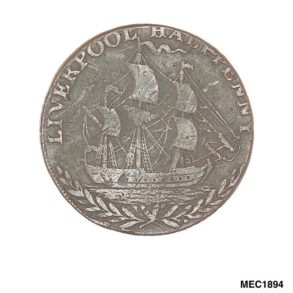 Detail of Liverpool halfpenny token by unknown