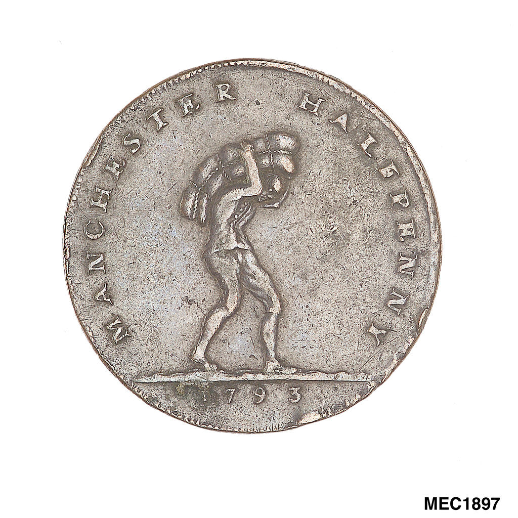 Detail of Manchester halfpenny token by unknown