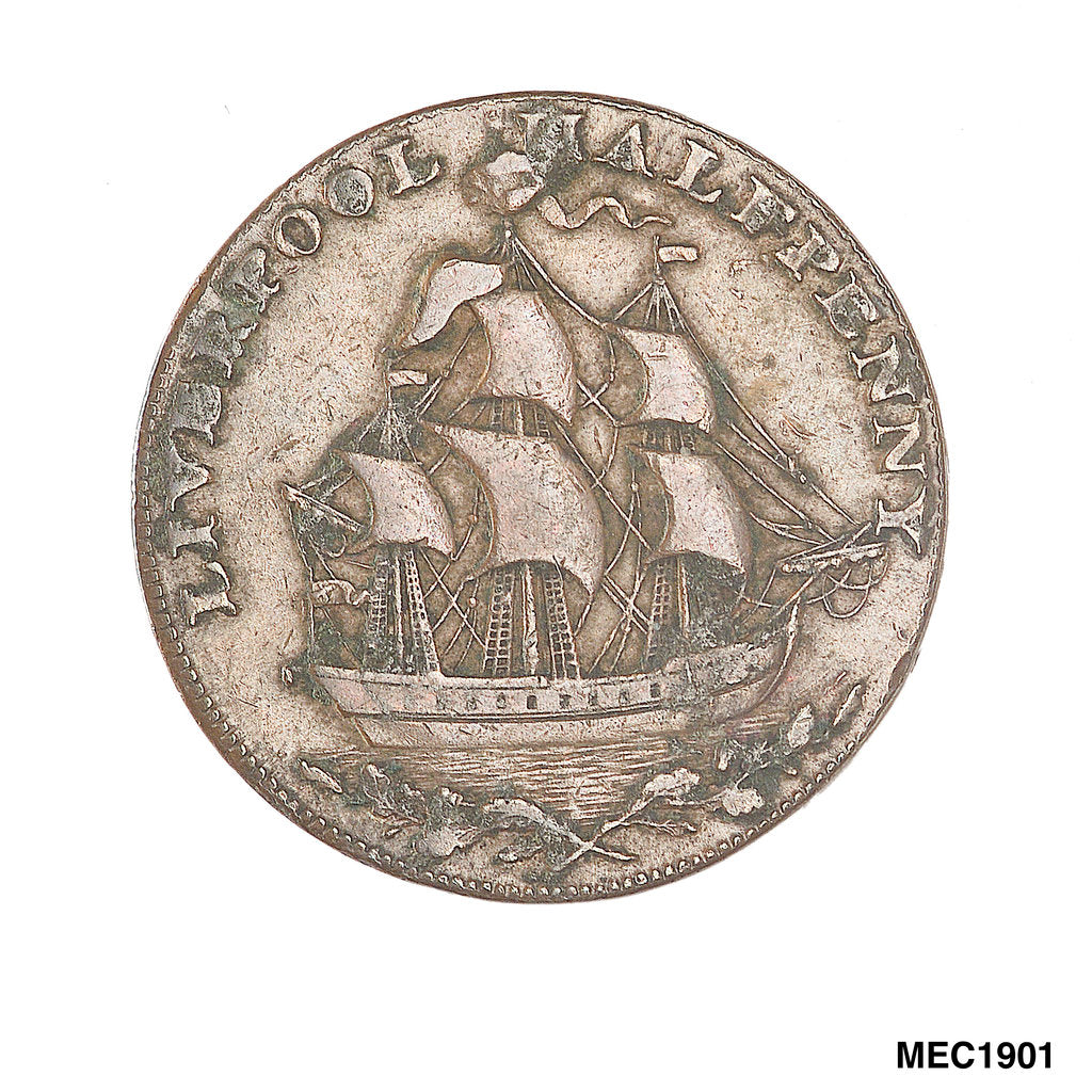 Detail of Liverpool halfpenny token by unknown