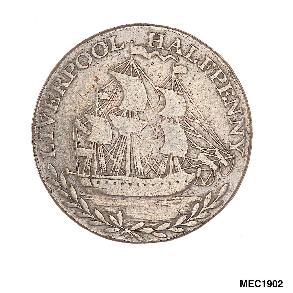 Detail of Liverpool halfpenny token by unknown