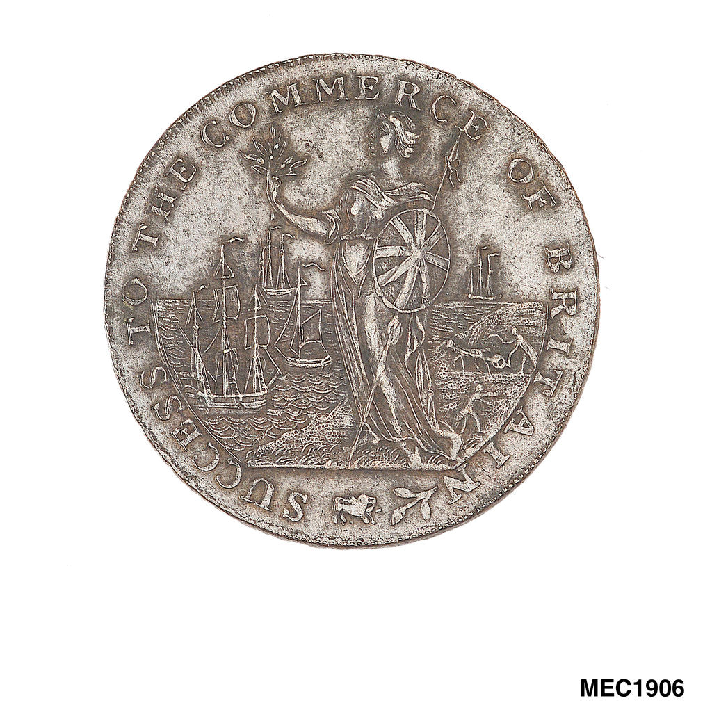 Detail of Spalding halfpenny token by T. Wyon