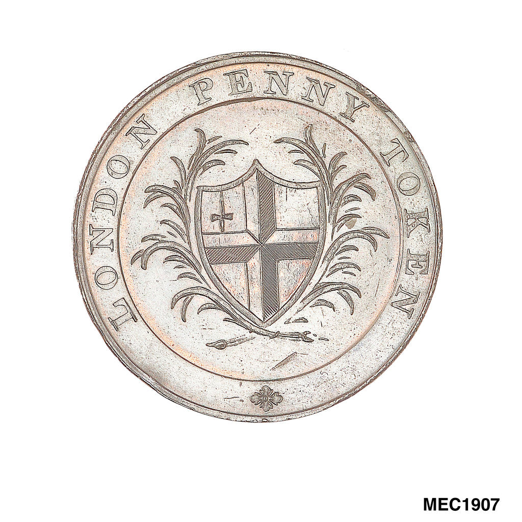 Detail of Penny token commemorating Greenwich Hospital by T. Wyon