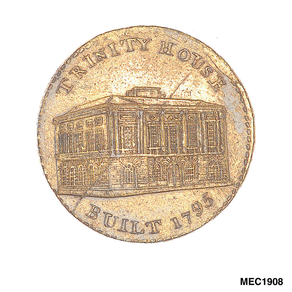 Detail of London and Westminster penny by Skidmore