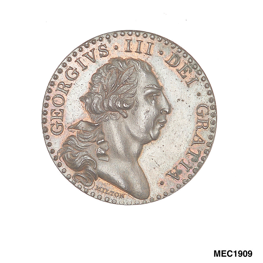 Detail of Penny token commemorating naval victories and the Royal Thanksgiving at St Pauls, 1797 by J. Milton