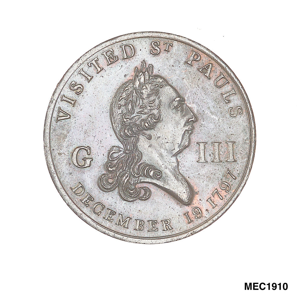 Detail of Penny token commemorating the Battle of Camperdown and the Royal Thanksgiving at St Pauls, 1797 by unknown