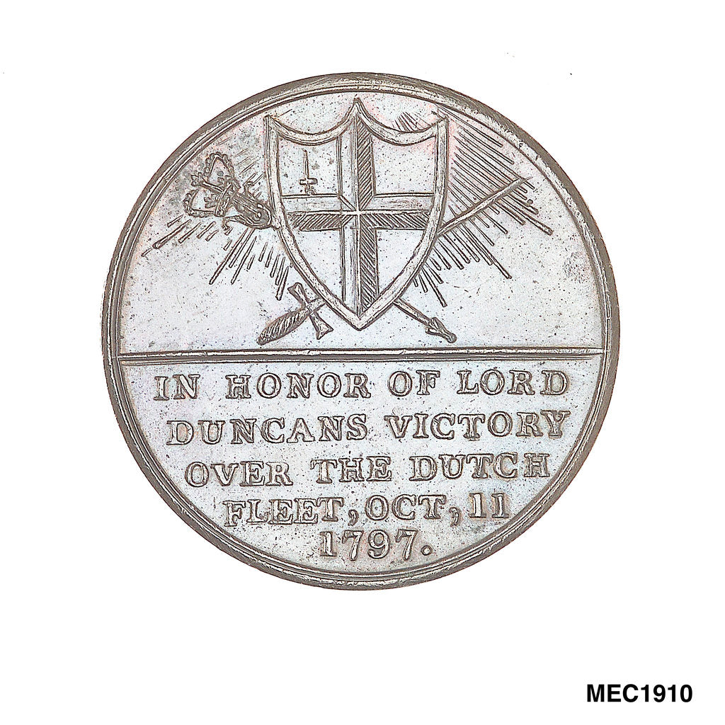 Detail of Penny token commemorating the Battle of Camperdown and the Royal Thanksgiving at St Pauls, 1797 by unknown