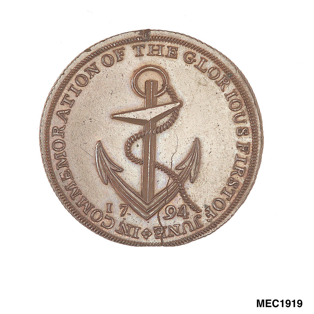 Detail of Spence's halfpenny token by C. James