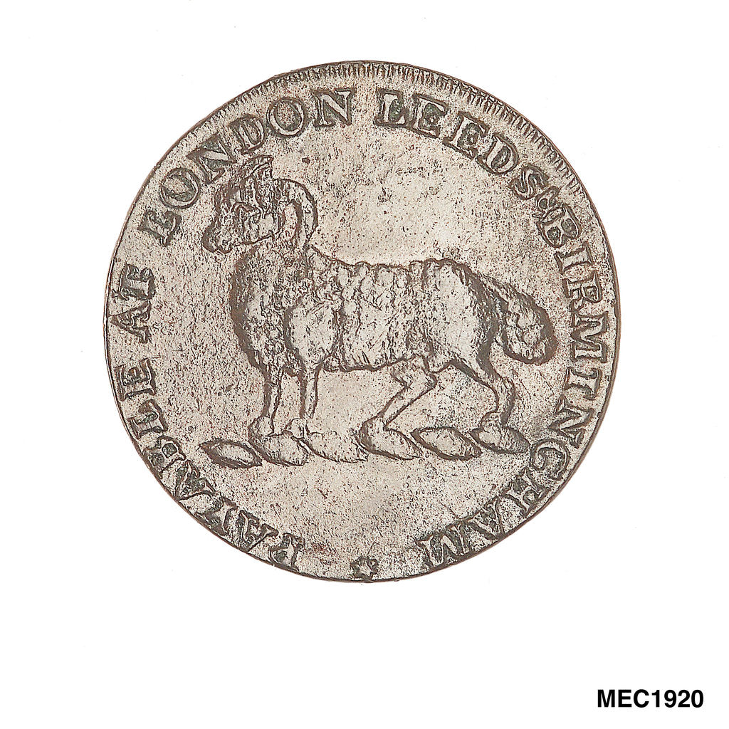 Detail of Halfpenny token by unknown