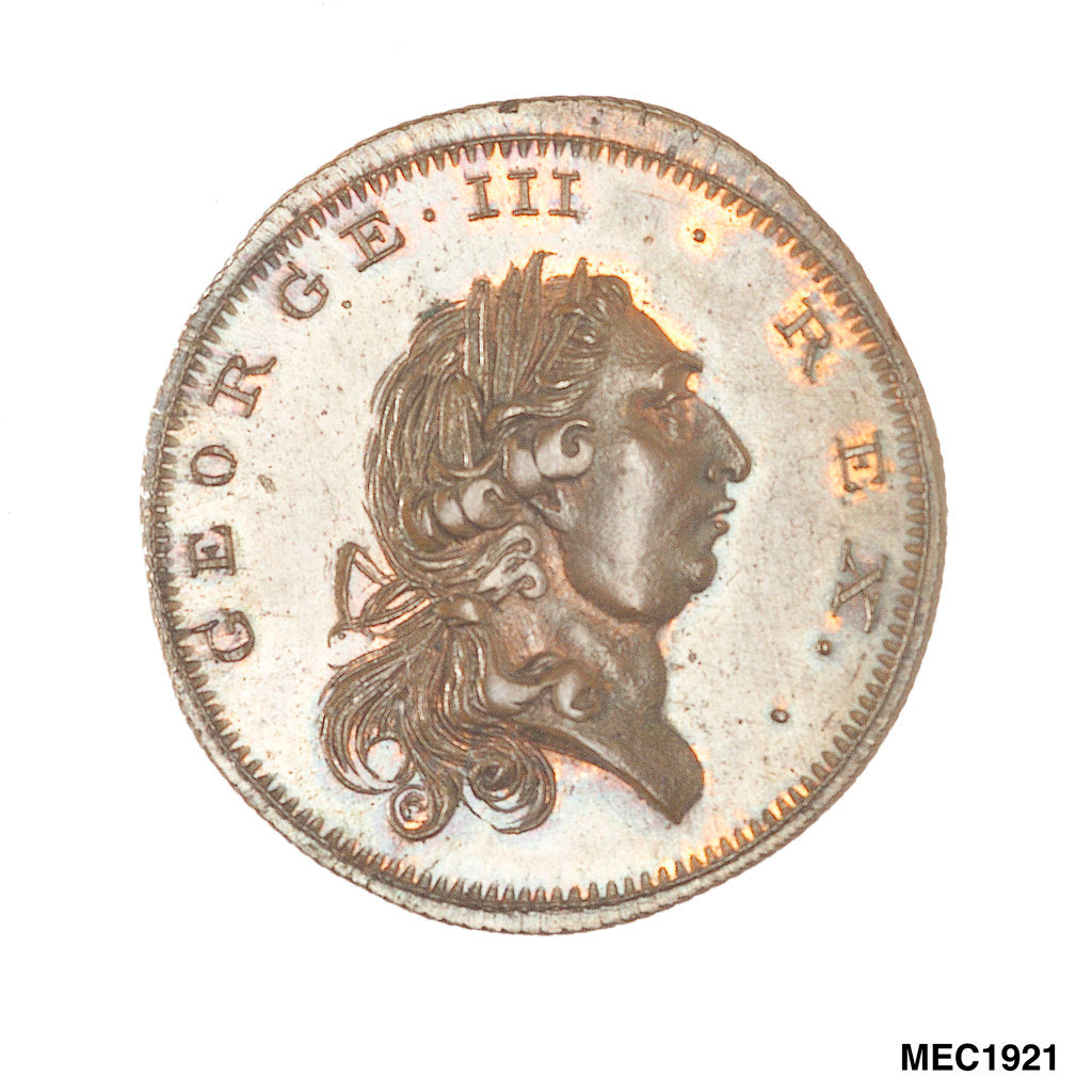 Detail of Halfpenny token commemorating His Majesty viewing the Dutch Prizes at the Nore, 1797 by unknown