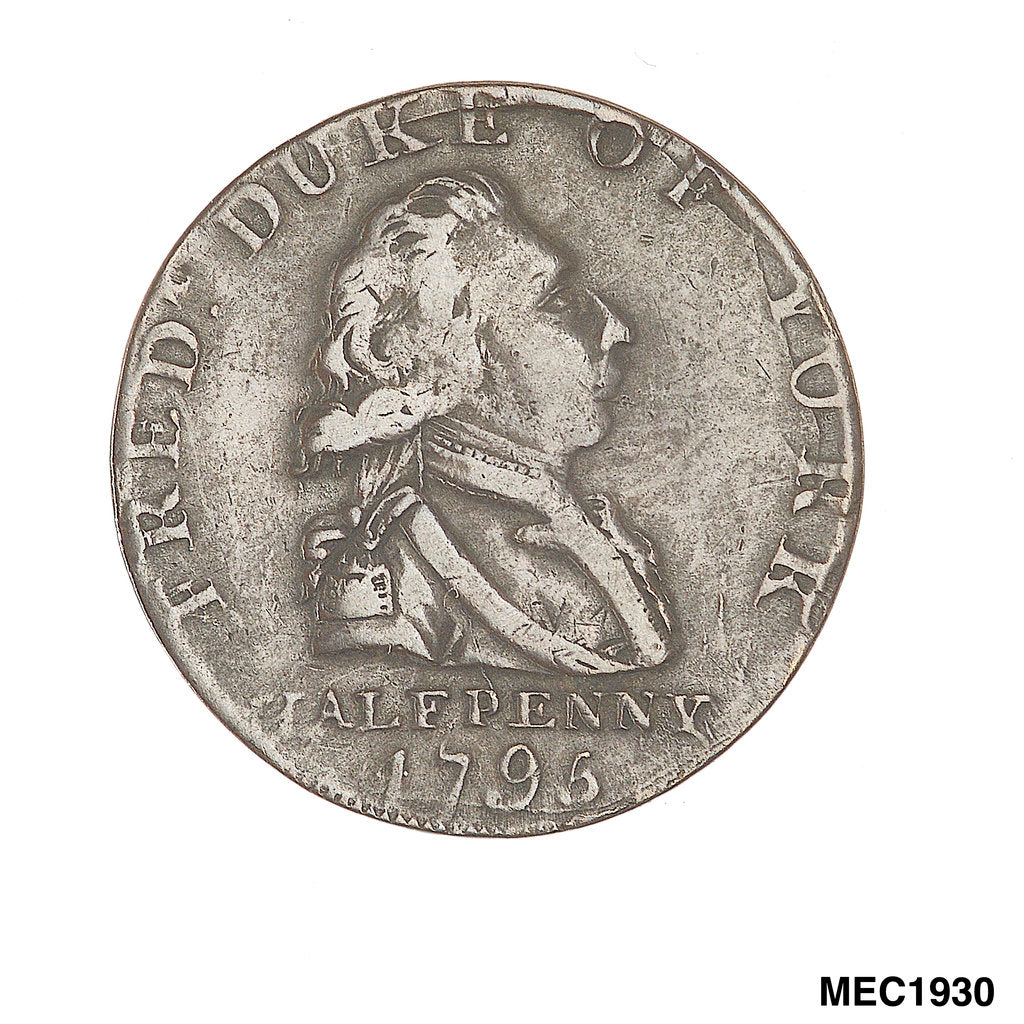 Detail of Halfpenny token commemorating Frederick Augustus, Duke of Albany and York (1763-1827) by unknown