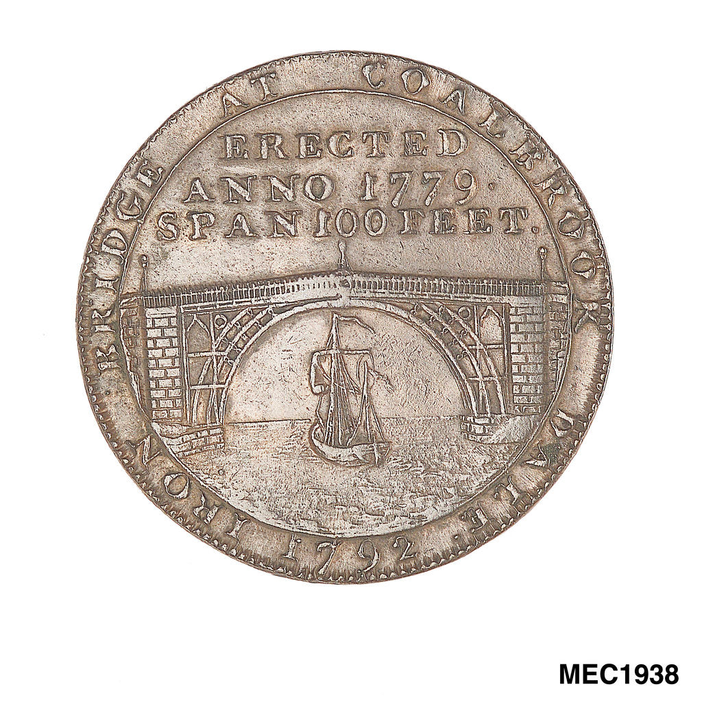 Detail of Coalbrook Dale halfpenny token by T. Wyon