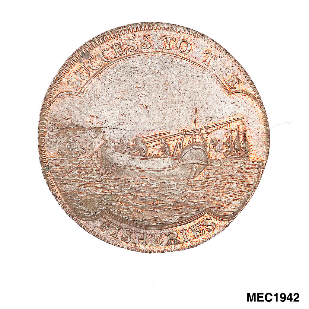 Detail of Lowestoft halfpenny token by R.P.