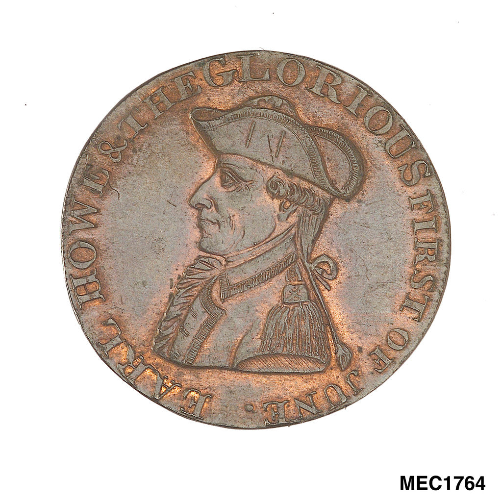 Detail of Token commemorating Admiral of the Fleet Richard Howe (1726-1799) and the Glorious First of June, 1794 by T. Wyon