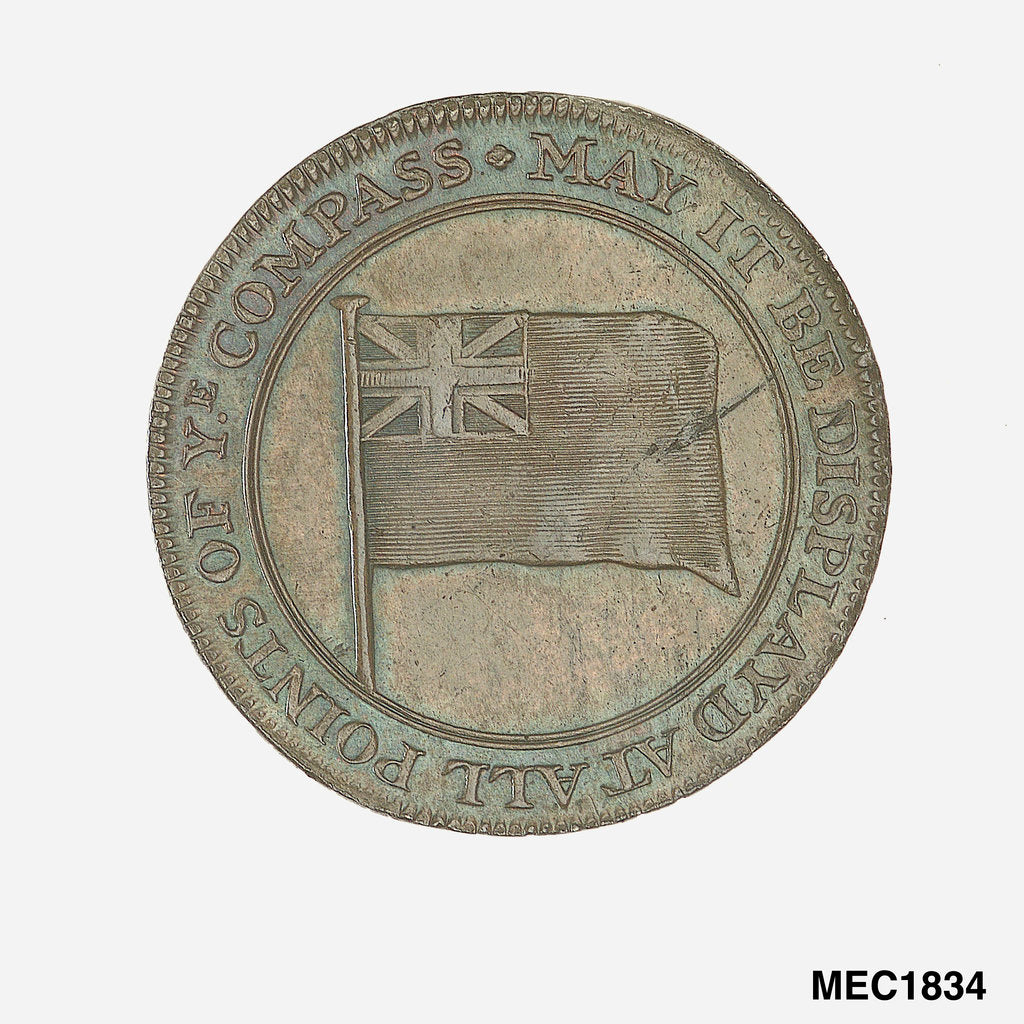 Detail of Portsmouth halfpenny token commemorating John Jervis, Earl St Vincent (1735-1823) and the battle of Cape St Vincent, 1797 by unknown