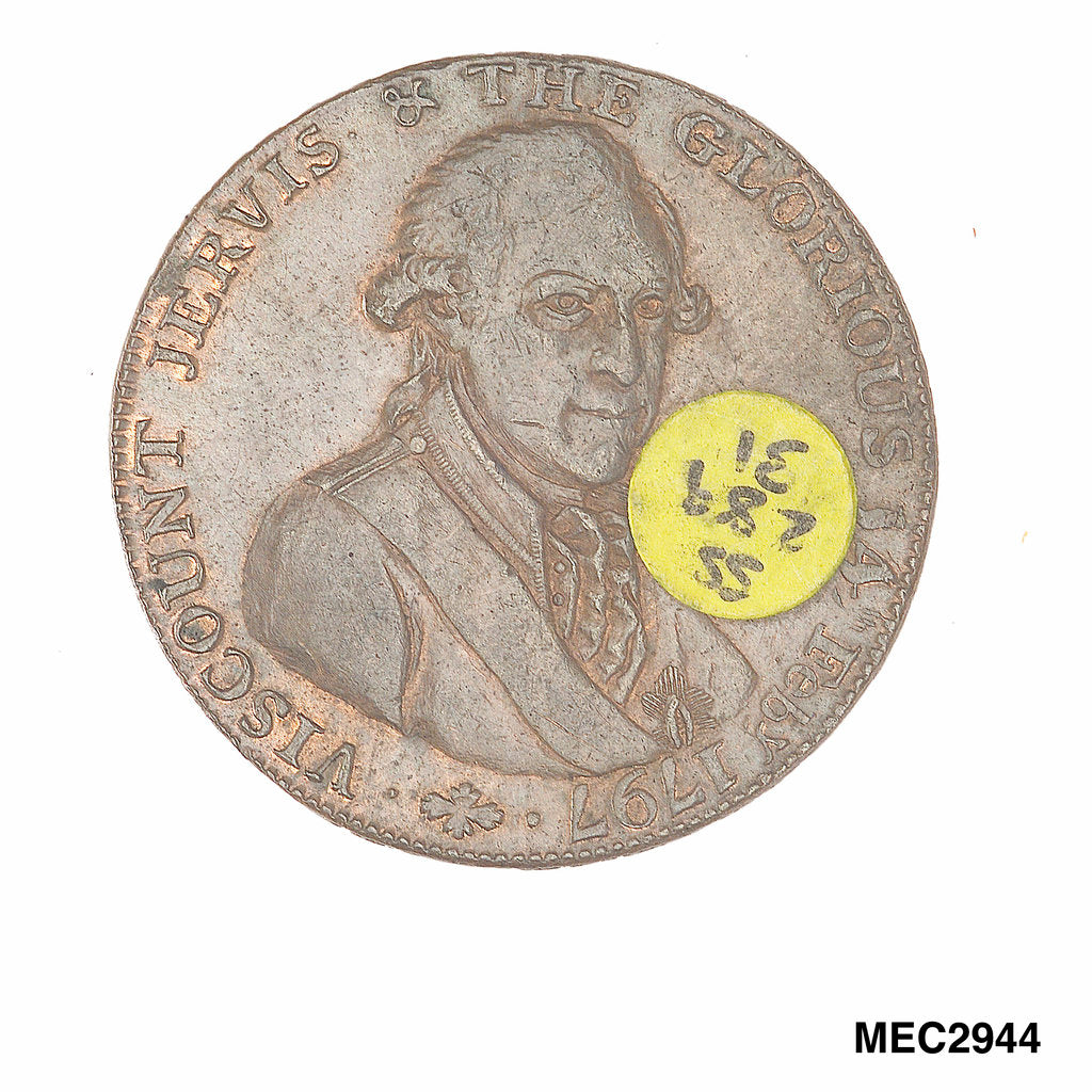 Detail of Portsmouth halfpenny token by J. Pitt