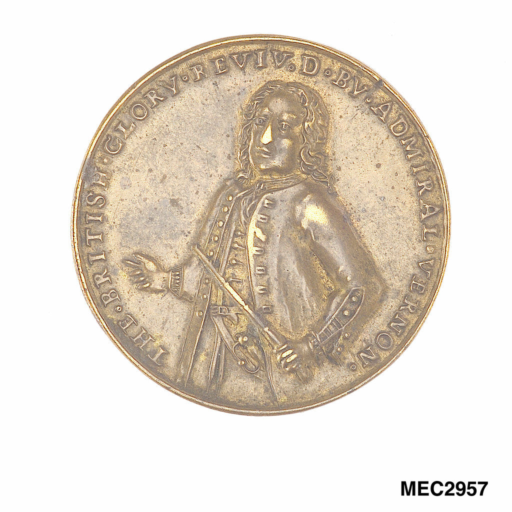Detail of Medal commemorating depicting Admiral Vernon and the capture of Porto Bello, 1739 by unknown