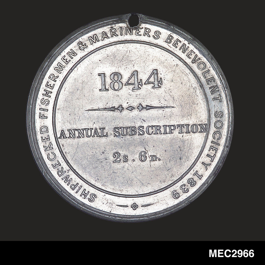 Detail of Membership token of The Shipwrecked Fishermen and Mariners Royal Benevolent Society by J. Davis
