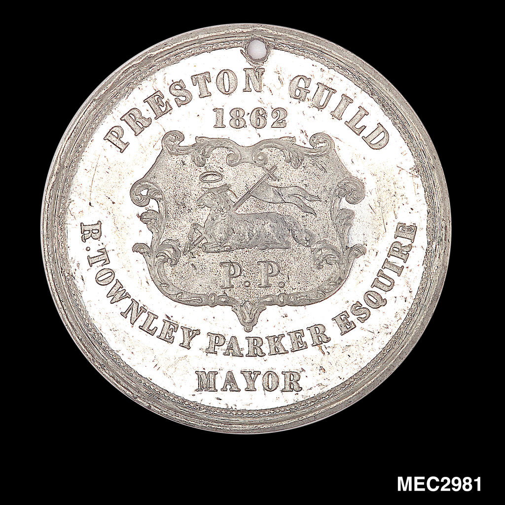 Detail of Commemorative medal depicting Preston town hall by John Moore