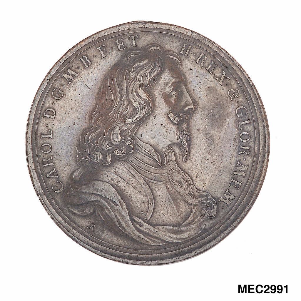 Detail of Commemorative medal depicting Charles I by John Roettier