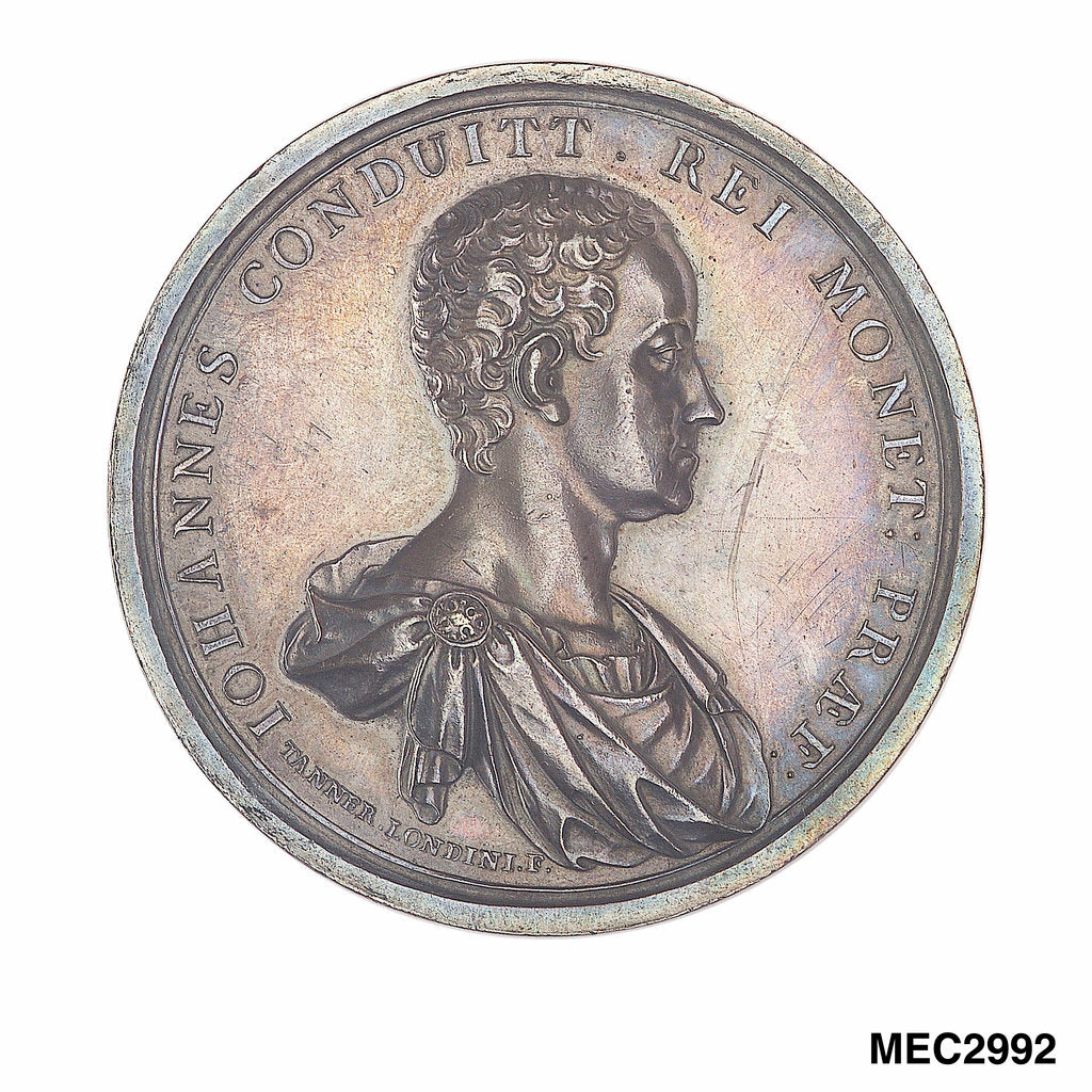 Detail of Commemorative medal depicting Master of the Mint, John Conduitt (1688-1737) by Tanner