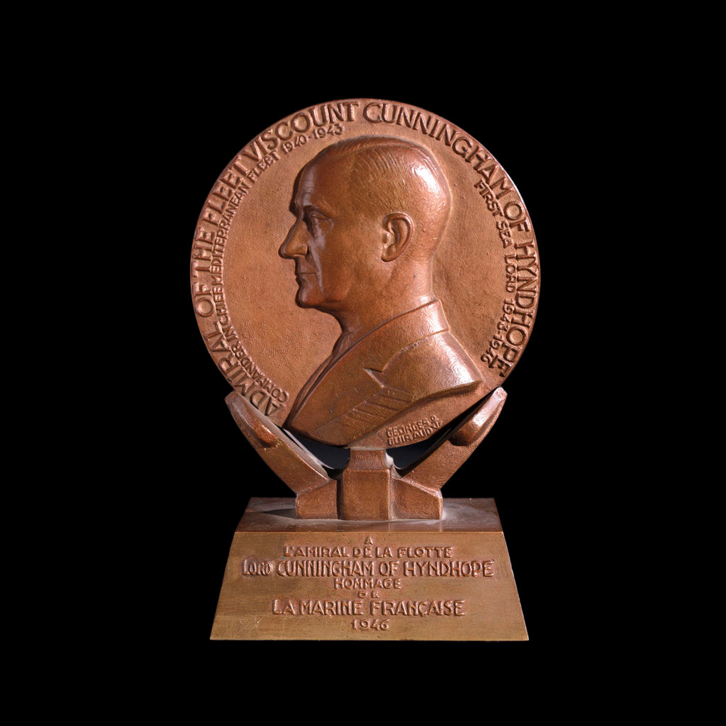Detail of Medal commemorating Admiral of the Fleet, Andrew Browne Cunningham  (1883-1963) by Georges Guiraud