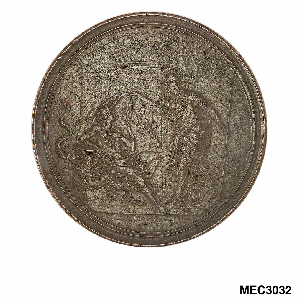 Detail of Commemorative medal depicting Francesco Redi (1626-97) by Massimiliano Soldani-Benzi