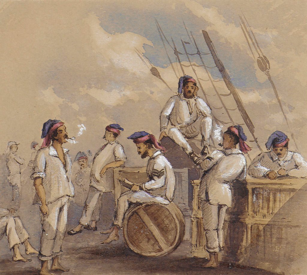 Detail of A group of gunners at rest by Edward Hovell Thurlow